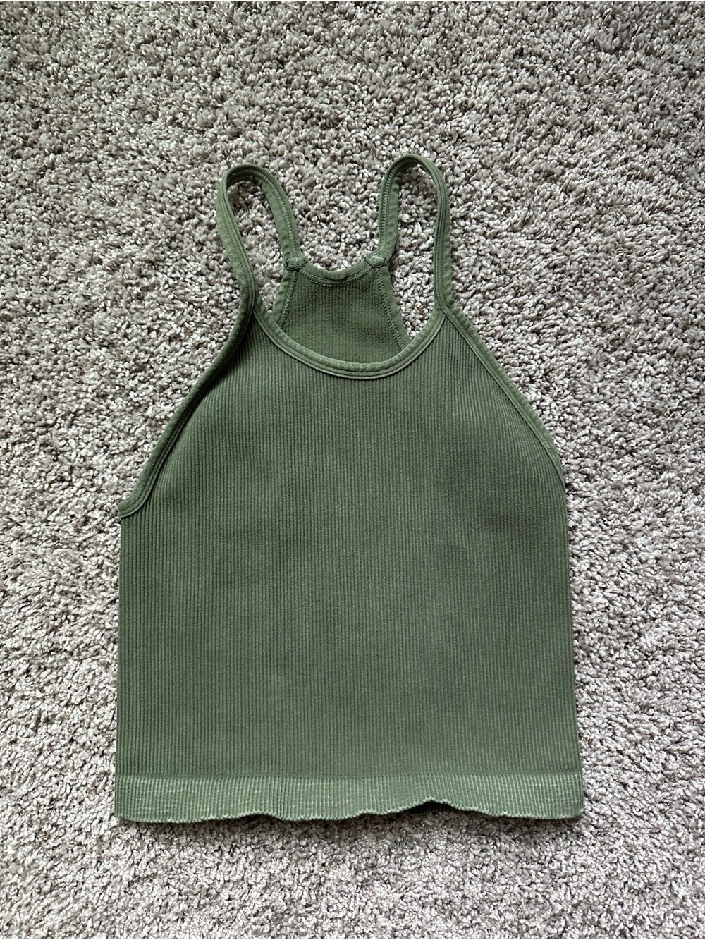 FP Movement by Free People Olive Ribbed Halter Tank